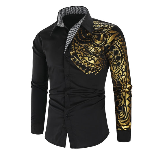 Men Luxury Black Long Sleeve Slim Fit Shirt