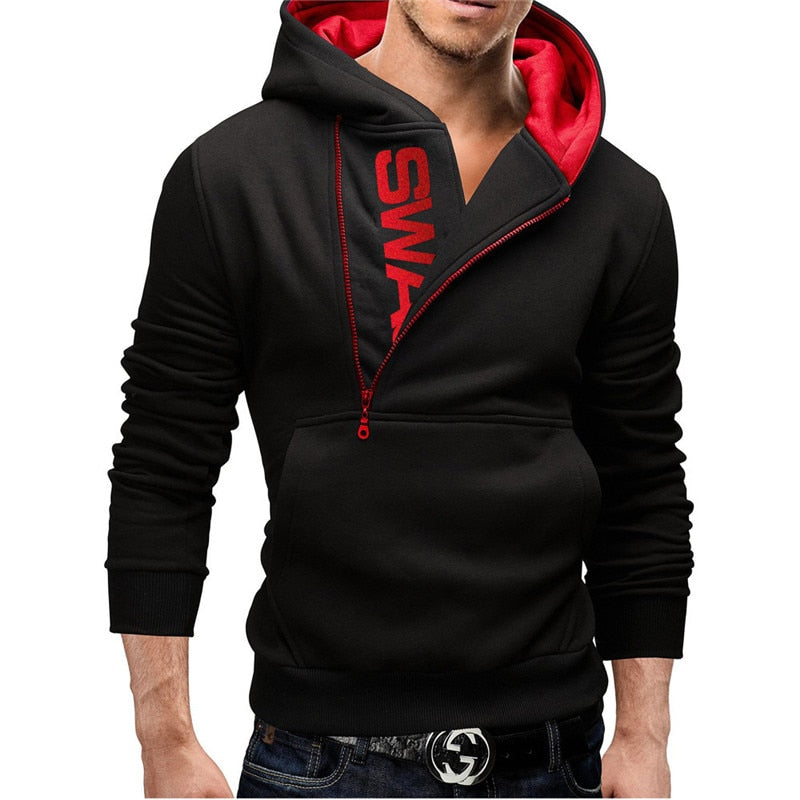 Men Casual 2 Pieces, Zipper Hoodie Sweatshirt + Sweatpants Sportswear Set.