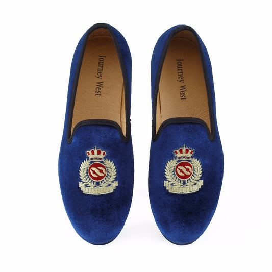 Men Fashion Velvet Dress, Loafers, Handmade Embroidery Smoking Slippers.Size US 7-13