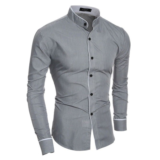 Men Casual Fashion Spring Pure Color Slim Fit Shirt.