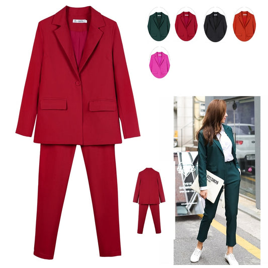 Women 2 Piece Business/Office Lady Work Pant Suits w/Slim Blazer & Pencil Pants.