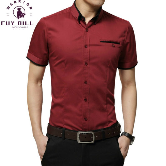 Men Summer Business Short Sleeves Turn-down Collar Tuxedo Shirt