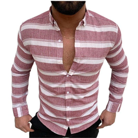 Men Polo Casual Long Sleeve Button Shirt