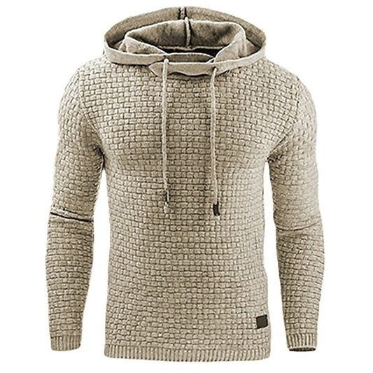 Men Fashion Casual Plaid Sportswear Hoodie.