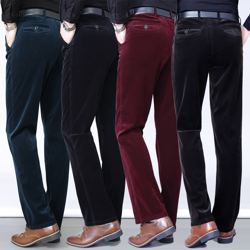 Men Spring/Autumn Striped,Velvet, Large Size, Loose micro-elasticity, Corduroy Casual Pants.