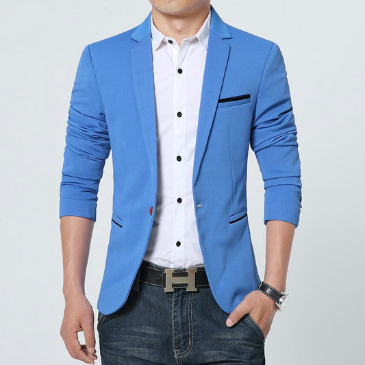 Men Spring Autumn Casual, Cotton, Slim Fit, Luxury Suit Jacket.