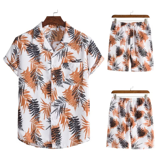 Men Summer 2 Pc Hawaii Print, Short Sleeve, Shorts Set.