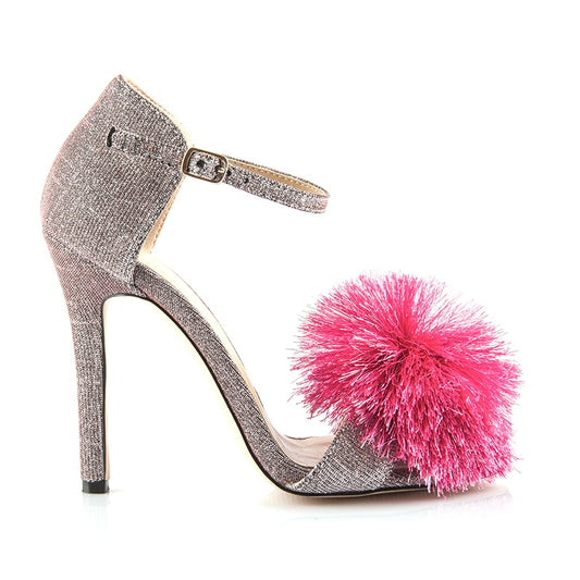 Women Designers Fashion, Glitter, High Heels, Open Toe, Summer Stiletto w/ Fluff Fur.