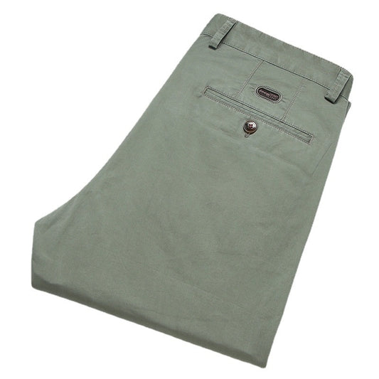 Mens Spring/Summer 97% Cotton Casual Pants, Green/Black/Khaki Trousers