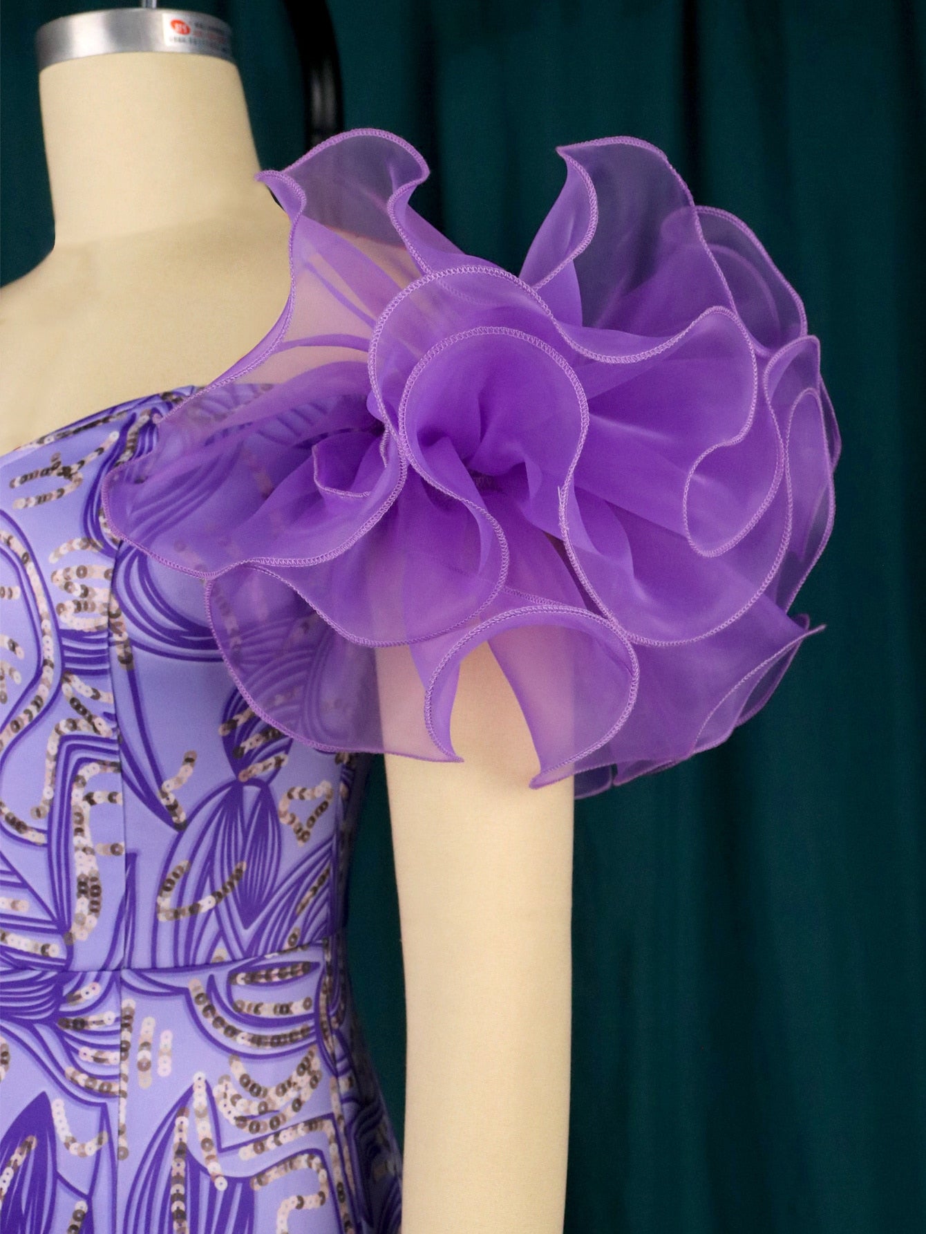 Women Purple Print Flower, Short Sleeve, Midi Floral African Gowns/Evening Cocktail Event.