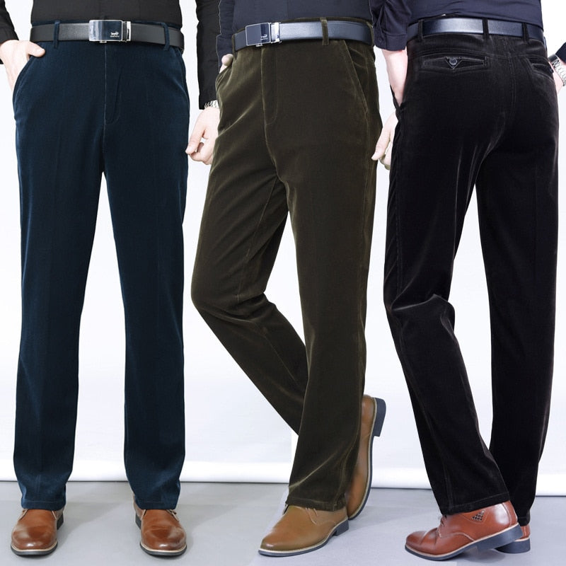 Men Spring/Autumn Striped,Velvet, Large Size, Loose micro-elasticity, Corduroy Casual Pants.