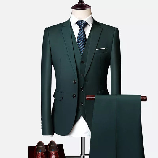 Men Fashion Slim Fit, Solid Colors, 3 Pieces Business Suits.